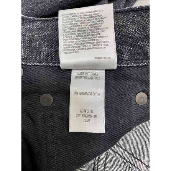 Agolde 'Dame' Black Cotton High Rise Wide Leg Denim Jean Size 25 - Picture 5 of 5